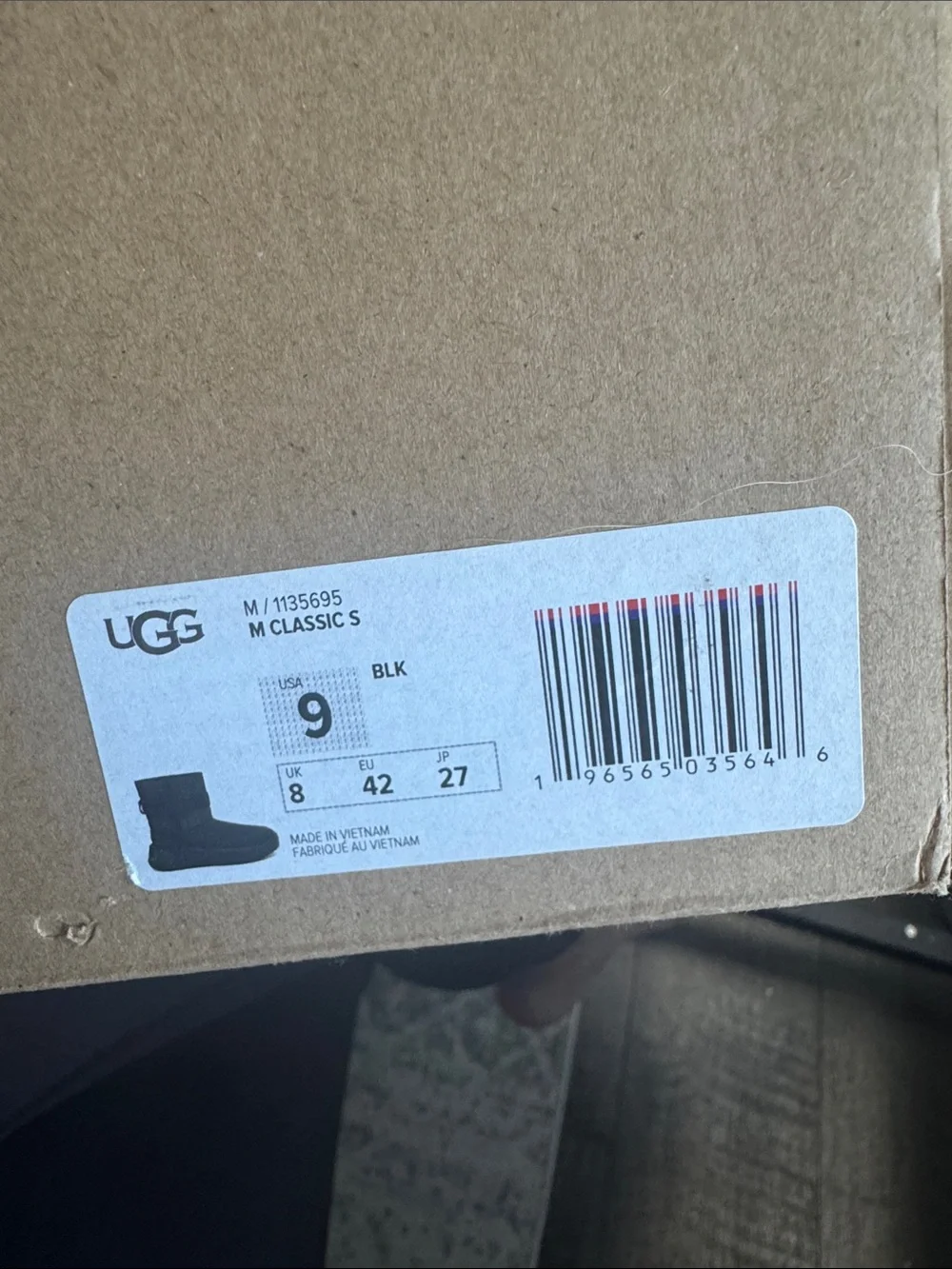 UGG CLASSIC S BLACK BOOTS - MEN'S